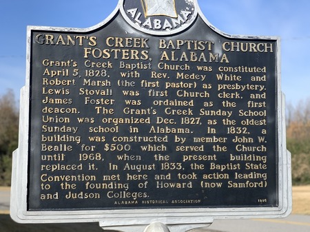 Grant's Creek Baptist Church Historical Marker
